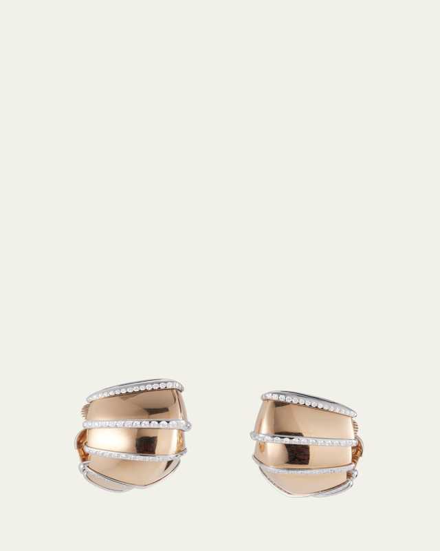Ardis Rose and White Gold Clip-On Earrings with Diamonds